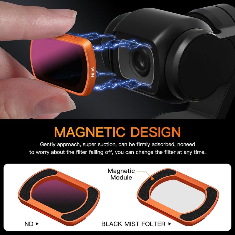 MINGVEN Osmo Pocket 3 Magnetic ND Filters Set + CPL Filter Compatible with DJI Osmo Pocket 3/Xtra Muse Vlogging Camera Accessories, 4 Pack - CPL, ND16, ND64, ND256, Neutral Density Filters Kit - Image 4